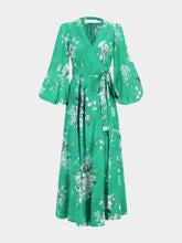 Zimmermann Green Floral Cotton Wrap Midi Dress