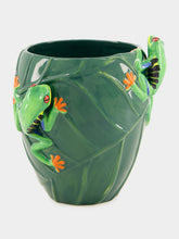 Quail Ceramics Hand-Painted Green Frog Vase