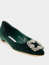 Manolo Blahnik Green Velvet Hangisi Flats