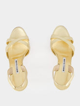 Manolo Blahnik Gold Metallic Leather Slingback 90mm Sandals