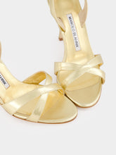 Manolo Blahnik Gold Metallic Leather Slingback 90mm Sandals