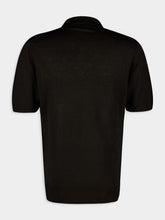 120% Lino Black Linen Short Sleeve Polo