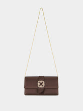 Manolo Blahnik Brown Capri Satin Buckle Clutch