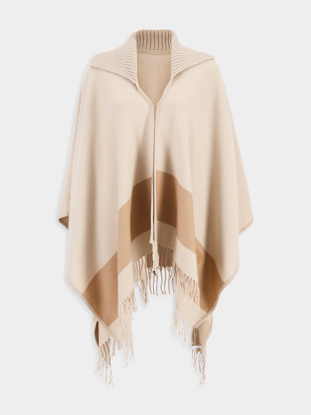 Camel Fringed Wool Cape