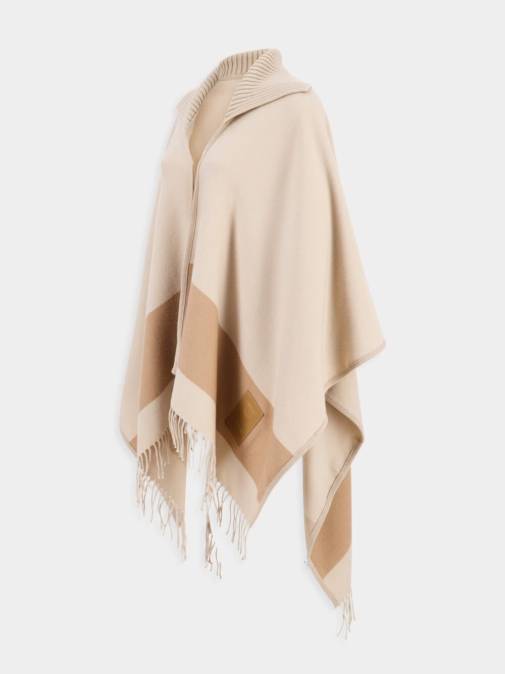 Camel Fringed Wool Cape