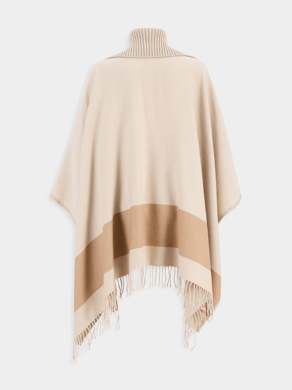 Camel Fringed Wool Cape