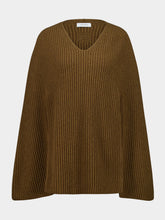 Ferragamo Tobacco Ribbed Cashmere Knit Cape