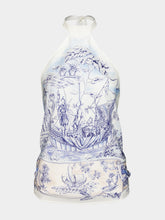 Ferragamo Blue Voyage Print Silk Halter Top