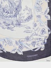 Ferragamo Blue Voyage Print Silk Cape
