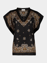 Ferragamo Black and Clay Arabesque Silk Poncho