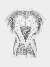 Ferragamo Sky Blue Arabesque Silk Poncho