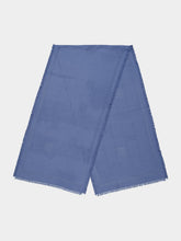 Ferragamo Blue Gancini Jacquard Wool Silk Scarf