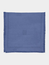 Ferragamo Blue Gancini Jacquard Wool Silk Scarf