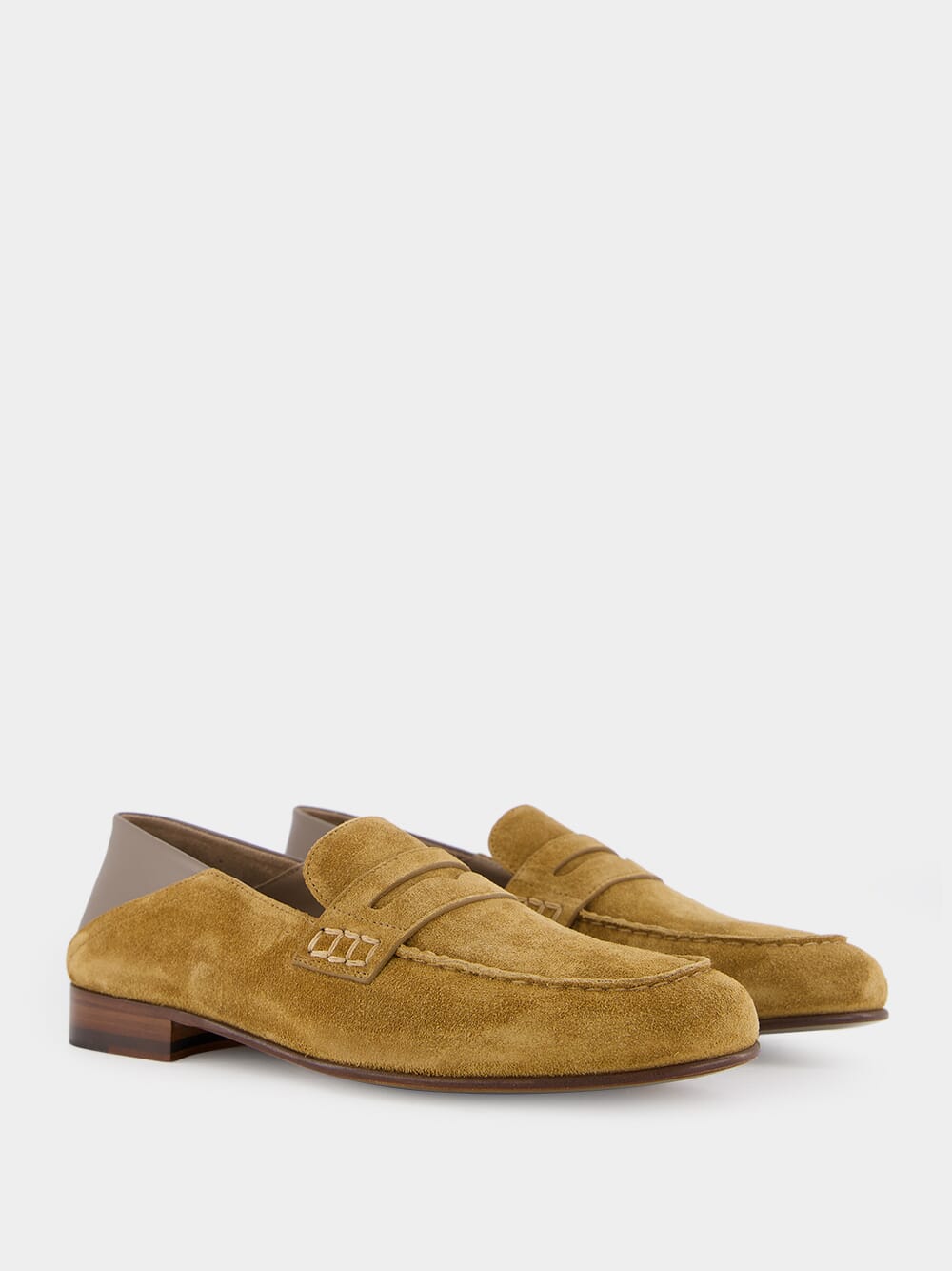 Brown Suede Penny Loafers