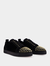 Christian Louboutin Black and Light Gold Louis Junior Spikes Sneakers