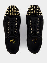 Christian Louboutin Black and Light Gold Louis Junior Spikes Sneakers