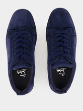 Christian Louboutin Louis Junior Zaffiro Blue Suede Low-Top Sneakers