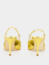 Manolo Blahnik Touki Gold Elaphe Leather Slingback Pumps