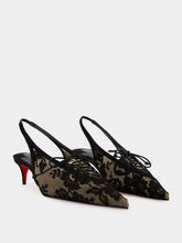 Christian Louboutin Black Km Lace Slingback Pumps