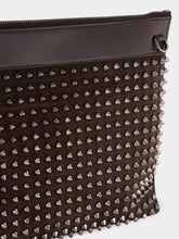 Christian Louboutin Funky Cafe Brown Leather Spike Pouch