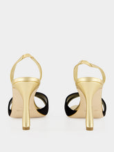 Manolo Blahnik Gold and Black Velvet Slingback Sandals