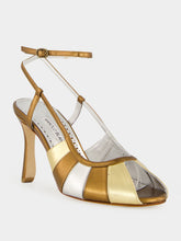 Manolo Blahnik Coludadhi Metallic Nappa Leather Ankle Strap Sandals