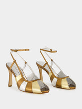 Manolo Blahnik Coludadhi Metallic Nappa Leather Ankle Strap Sandals