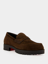 Christian Louboutin Cavavin Cosme Brown Suede Moccasins
