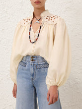 Zimmermann Cream Coco Embroidered Ramie Blouse