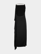 Courrèges Black Draped Satin Backless Midi Dress