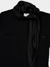 Courrèges Black Satin Scarf Collar Jersey Shirt
