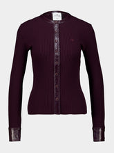Courrèges Burgundy Rib Knit Vinyl Cardigan