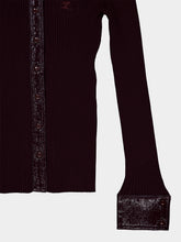Courrèges Burgundy Rib Knit Vinyl Cardigan