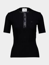 Courrèges Black Rib Knit Polo Top