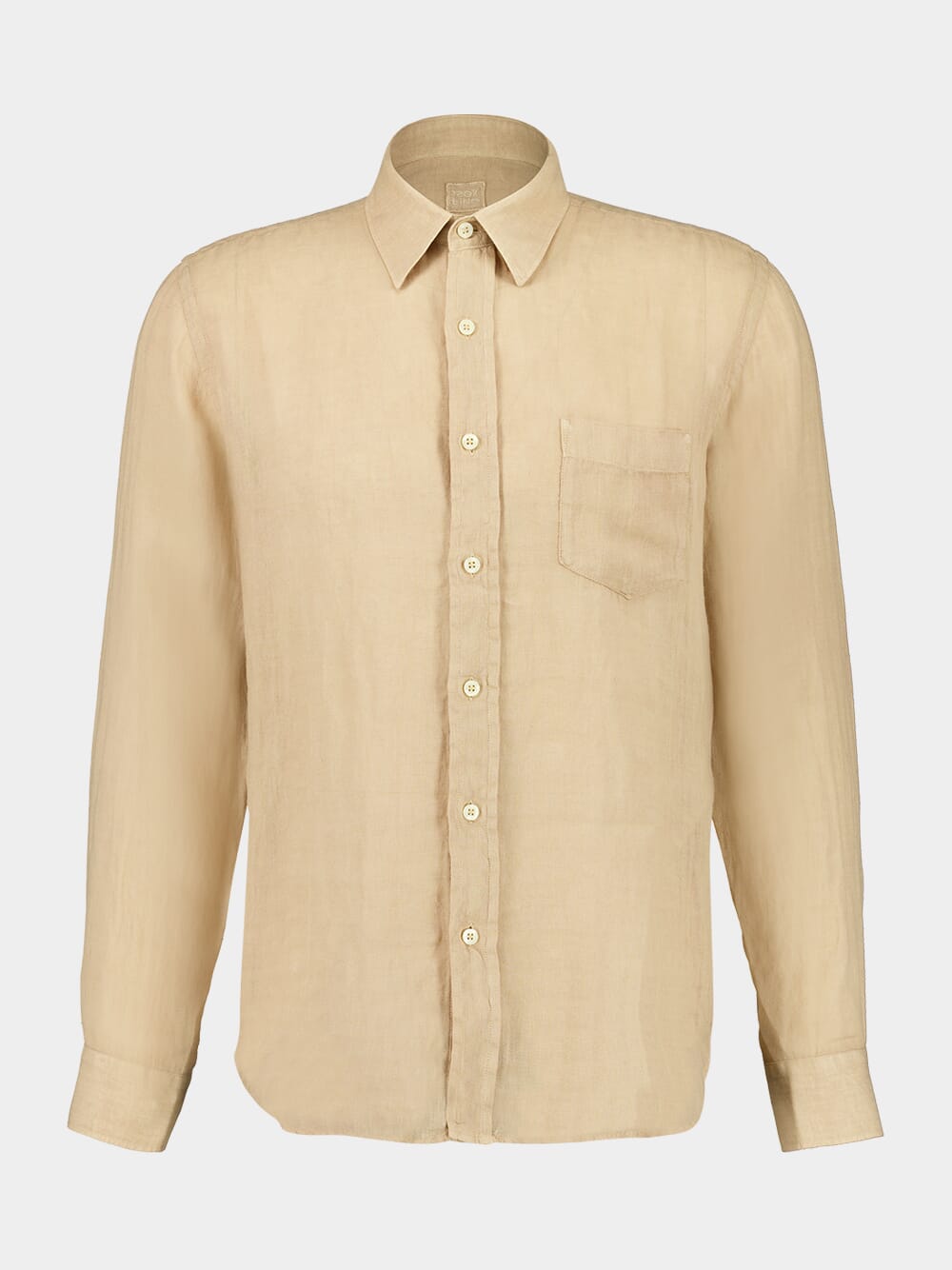 Almond Long-Sleeve Regular Fit Linen Shirt