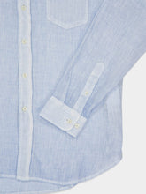 120% Lino Sea Soft Blue Linen Shirt with Pocket