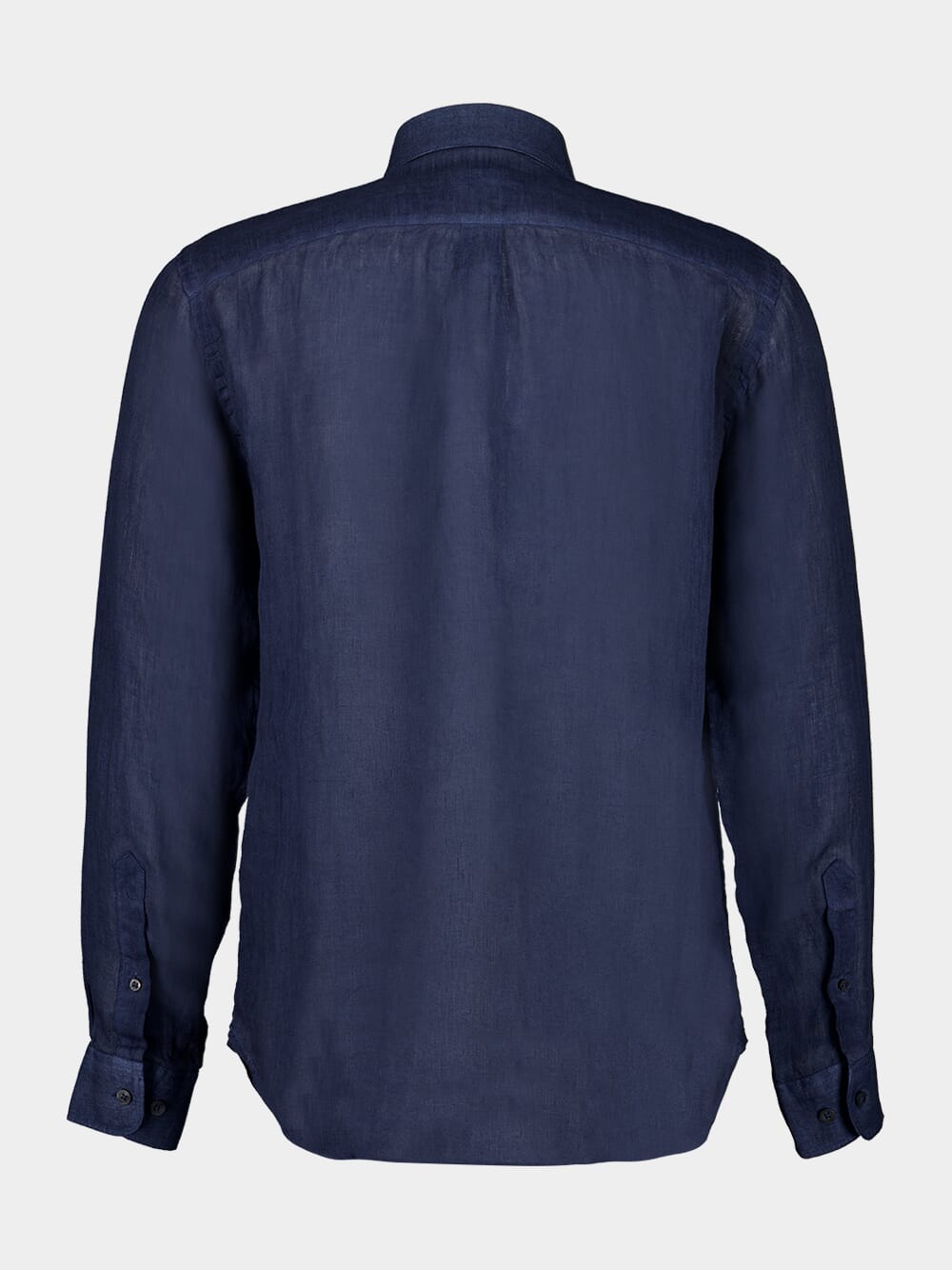 Navy Blue Faded Linen Long-Sleeve Shirt