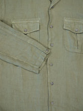 120% Lino Cactus Green Linen Shirt with Pockets