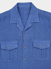 120% Lino Indigo Long-Sleeve Linen Shirt with Front Pockets