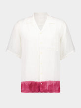 120% Lino White and Rosso Relaxed-Fit Linen Shirt