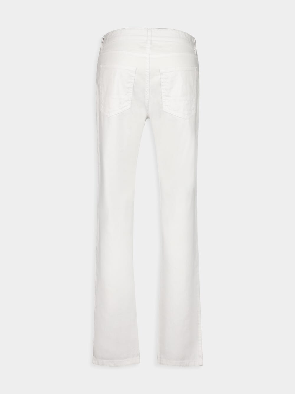 White Slim-Fit Linen Cotton Blend Trousers