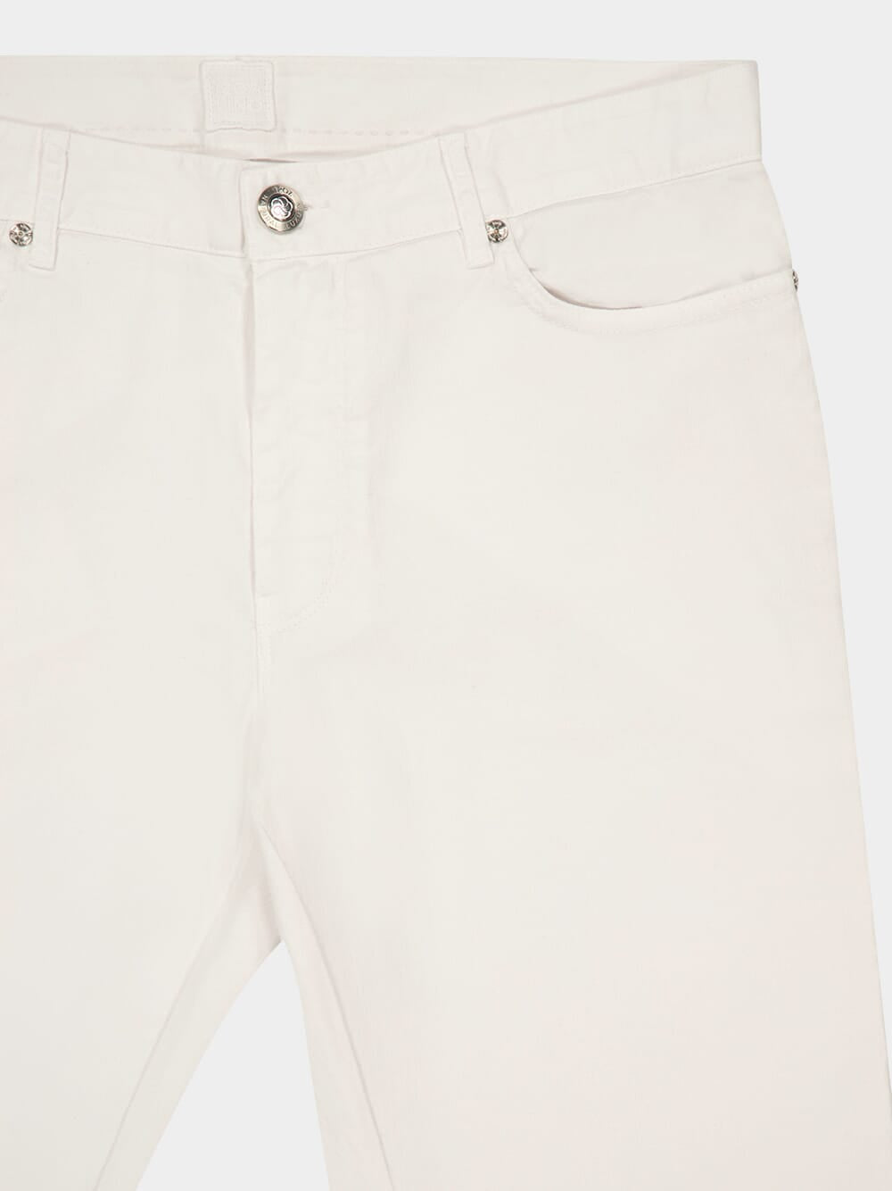 White Slim-Fit Linen Cotton Blend Trousers