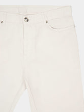 120% Lino White Slim-Fit Linen Cotton Blend Trousers