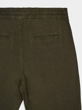 120% Lino Military Green Linen Drawstring Trousers