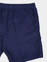 120% Lino Navy Blue Linen Bermuda Shorts