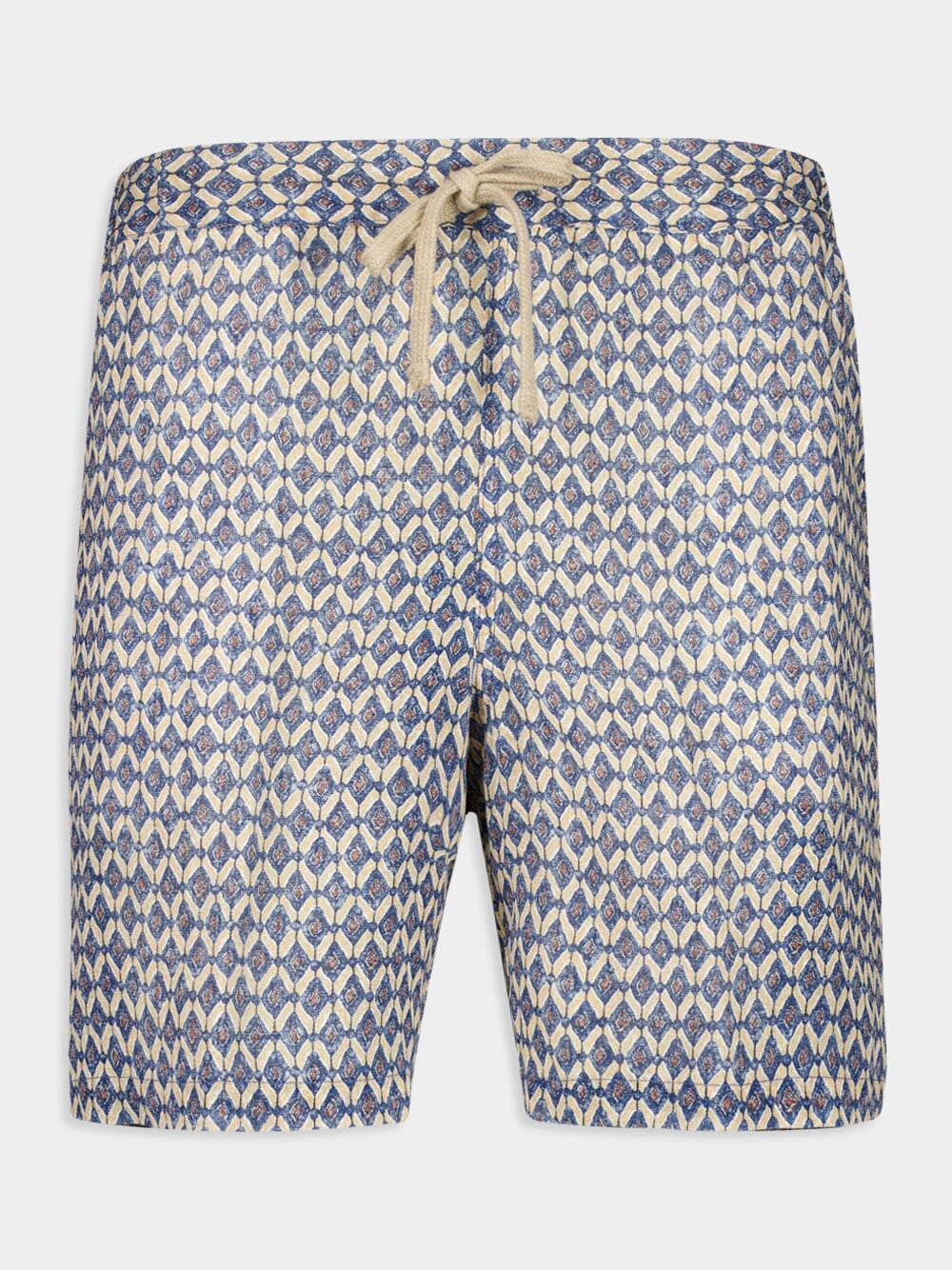 Washed Blue Print Bermuda Linen Shorts