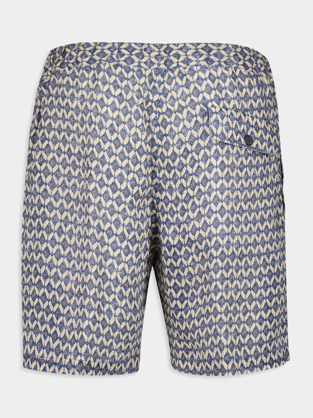 Washed Blue Print Bermuda Linen Shorts