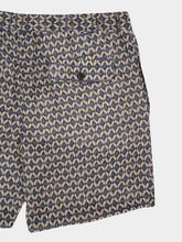 120% Lino Washed Blue Print Bermuda Linen Shorts