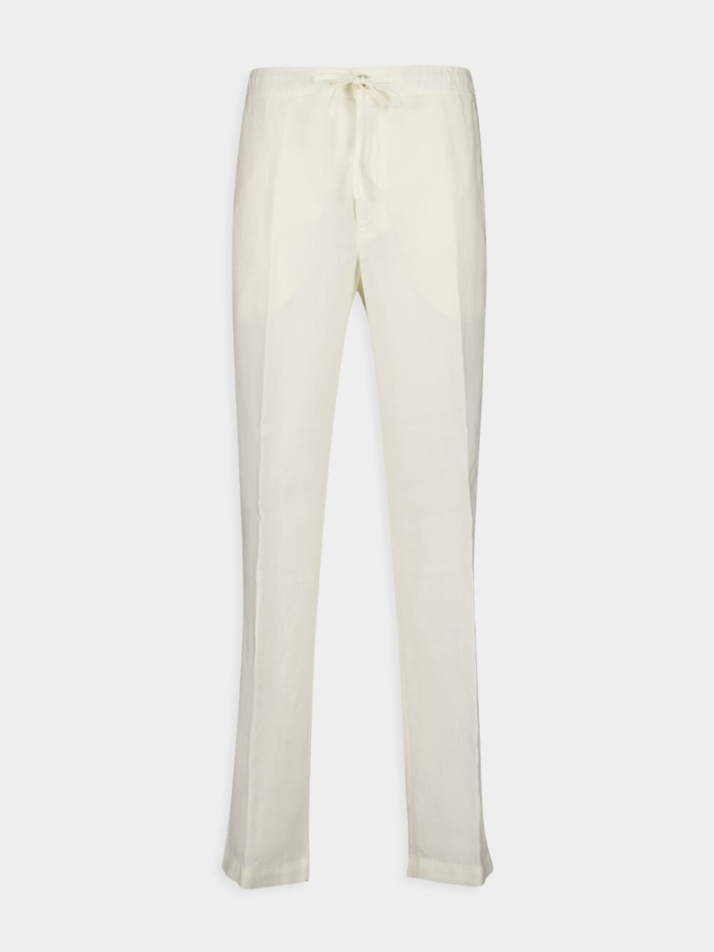 White Casual Fit Linen Pants