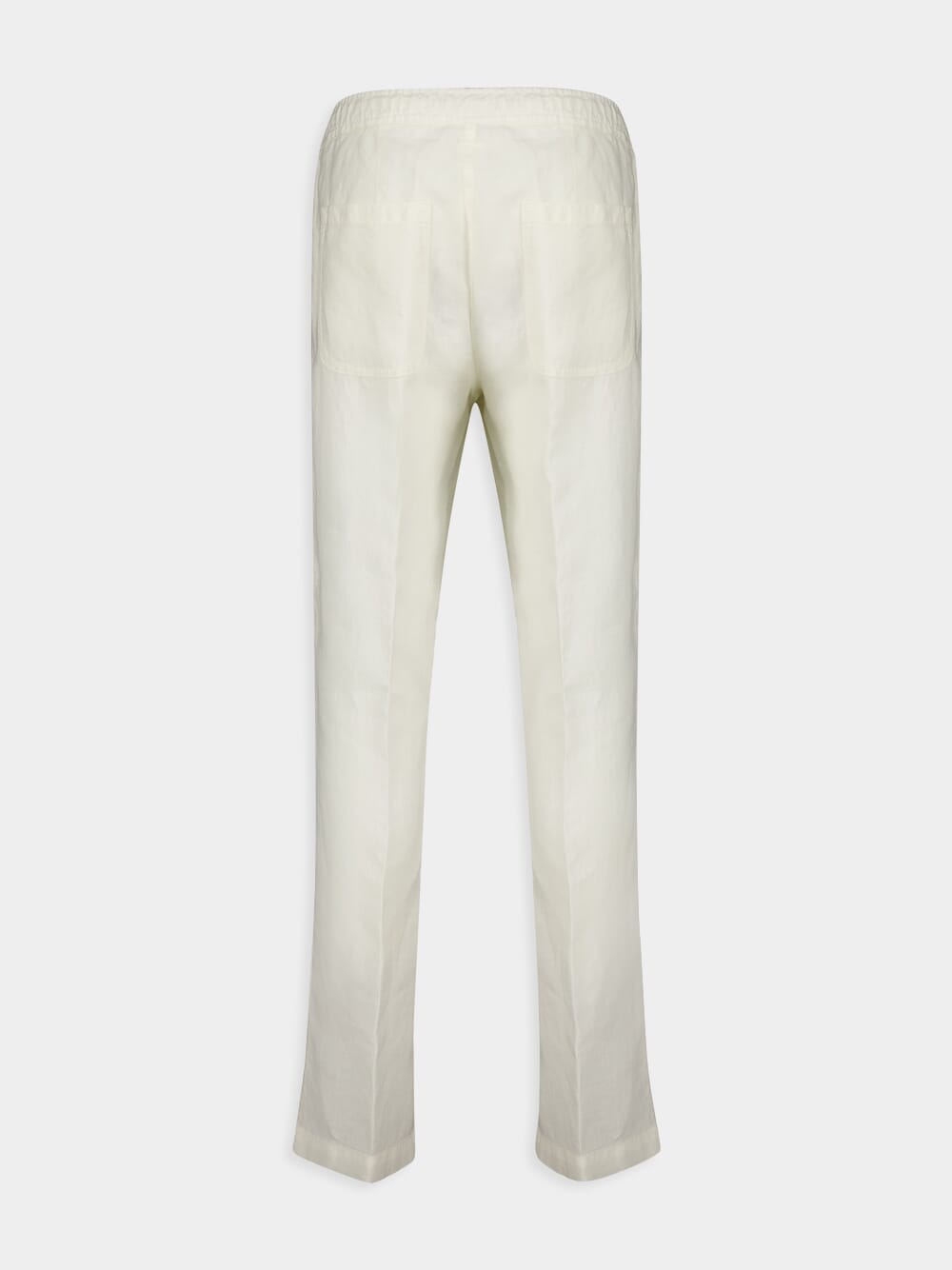 White Casual Fit Linen Pants